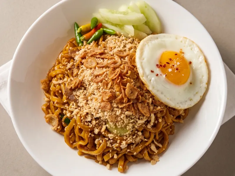 Mie Goreng dengan topping telur