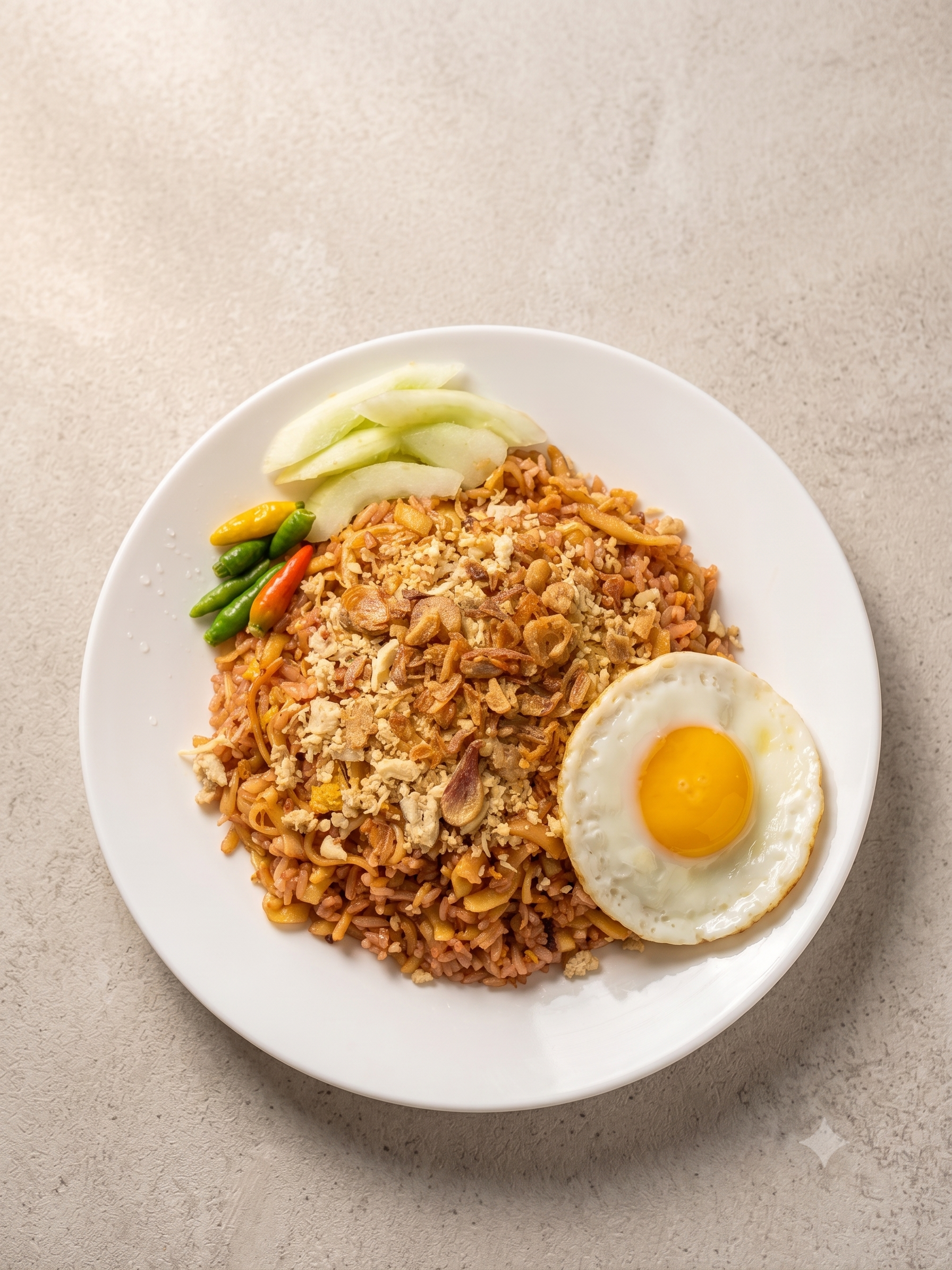 Nasi Goreng Mawut dengan topping telur