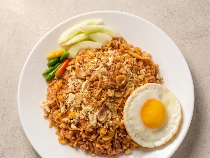 Nasi Goreng Mawut dengan topping telur